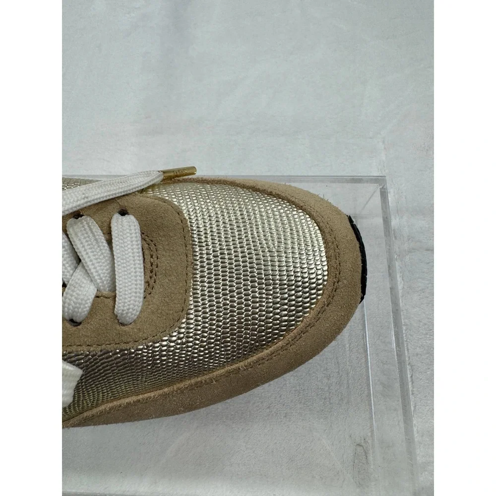 Michael Kors Stanton Trainer Sneakers Women's 6.5M Metallic Gold Lace Up Low Top